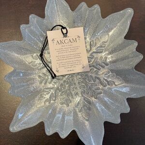 NWT AKCAM Silver Leaf-Shaped Decorative Plate